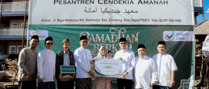 PRESS RELEASE AMANAH ZAKAT dan Pegadaian Syariah Salurkan 1.000 Paket Sembako Melalui Pesantren Cendekia Amanah